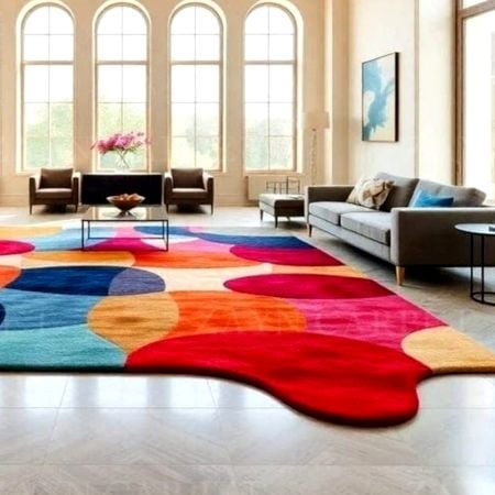 Handcrafted Color Block Abstract Living Room Rug